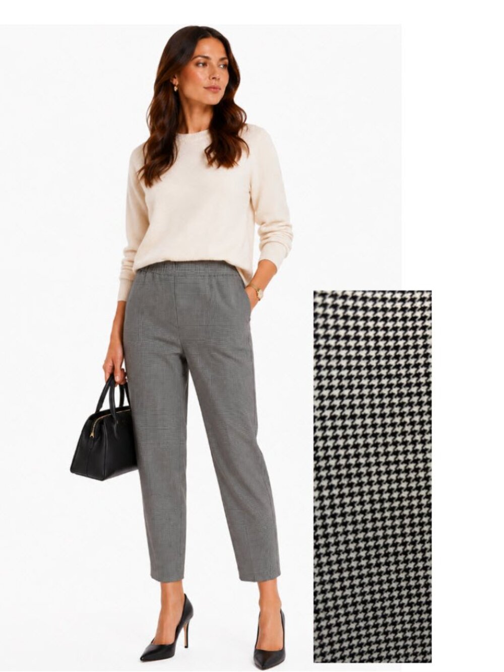 Babaton Atelier Conan Houndstooth Crop Trousers Size 10 Pull-On